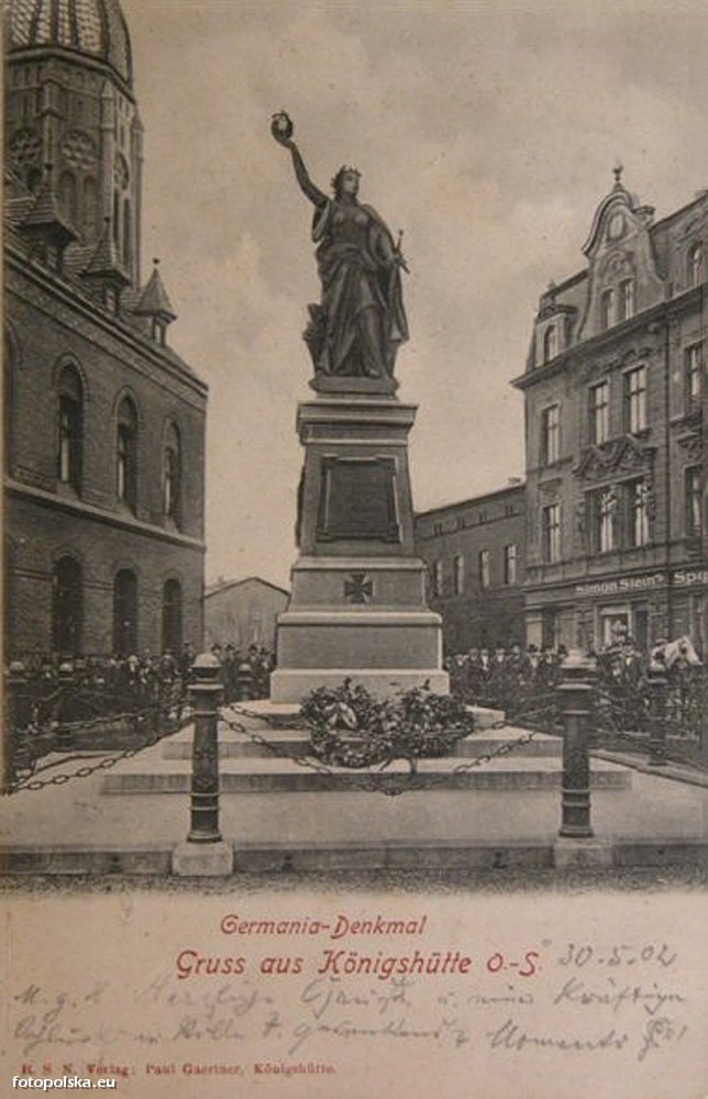 Chorzów - Pomnik Germanii. Usunięty w czasach II RP