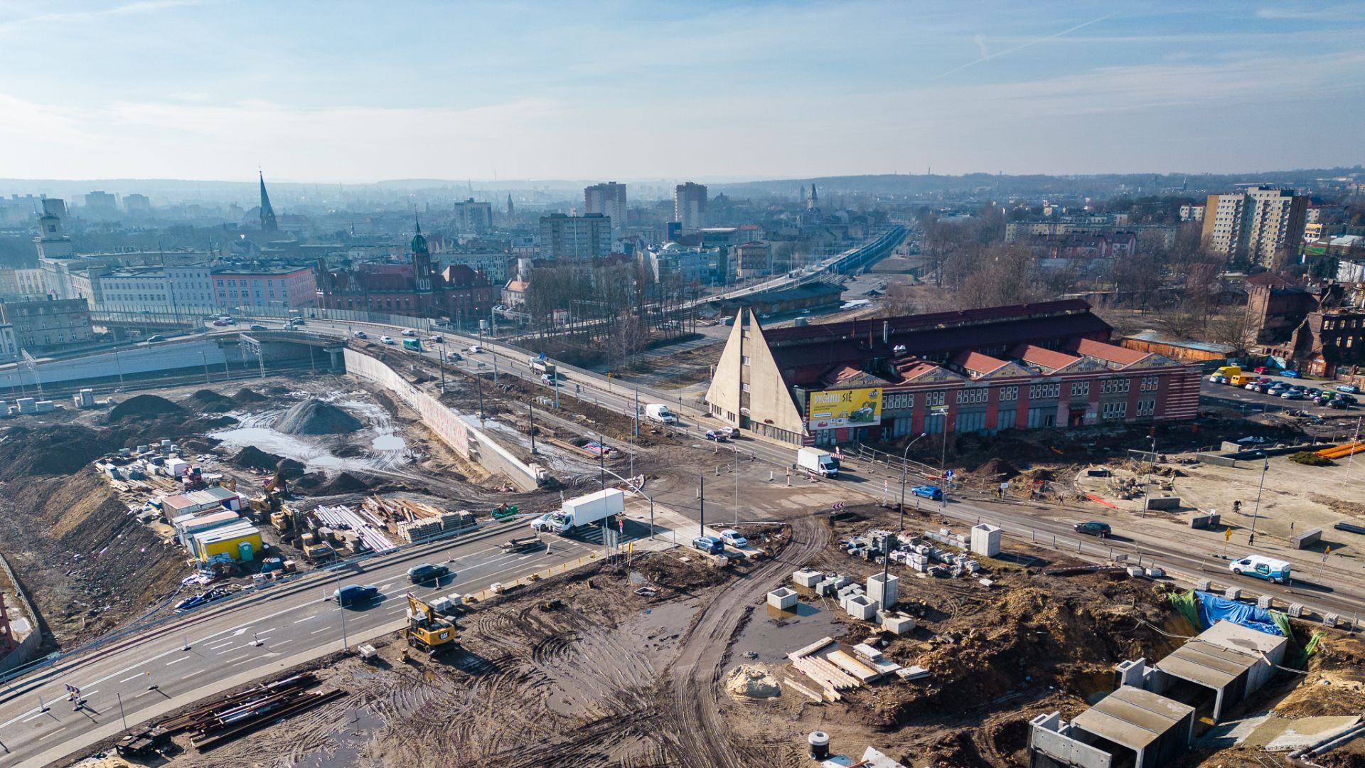 Chorzow prace na linii kolejowej i tramwajowej