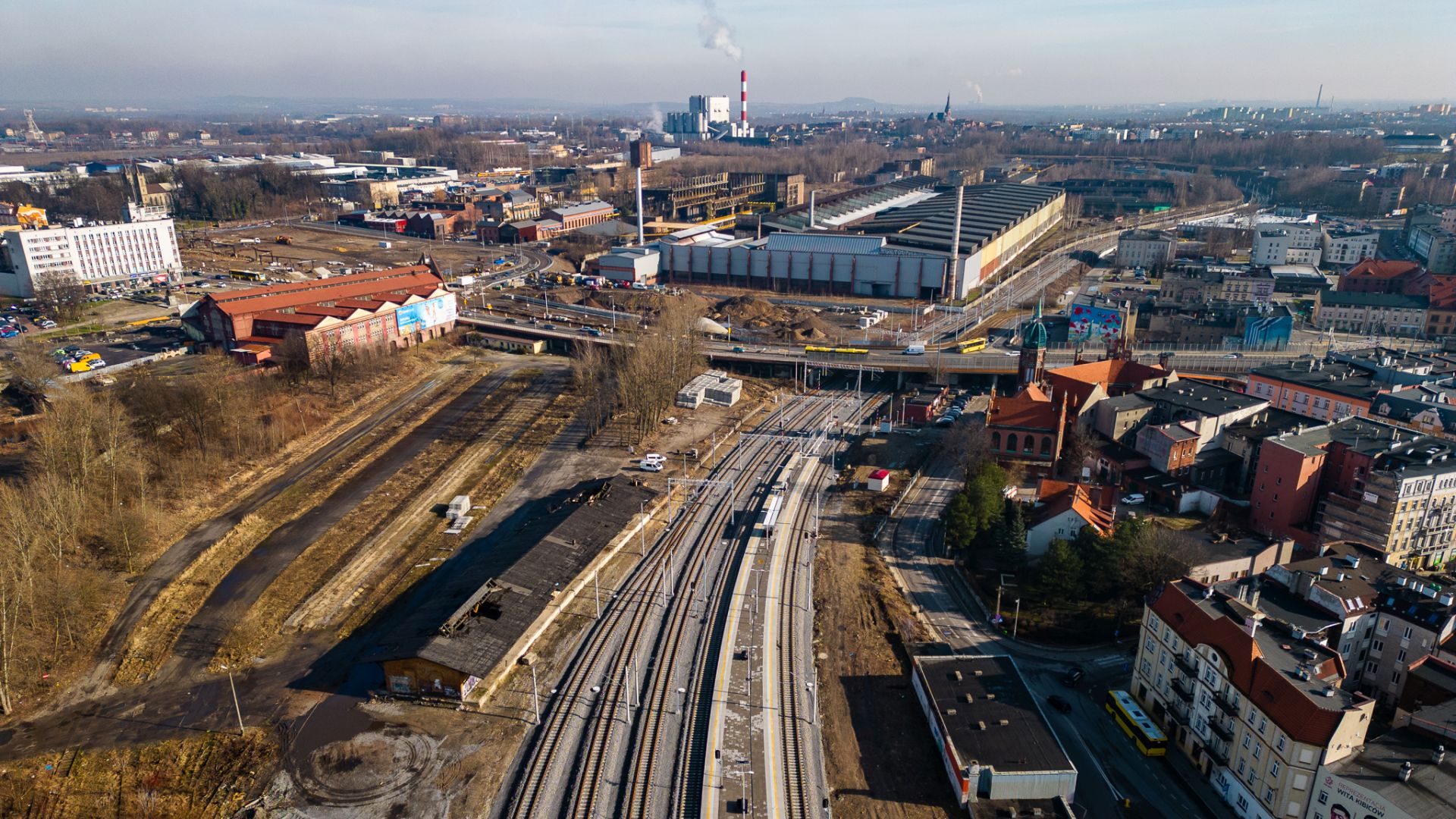 Chorzow prace na linii kolejowej i tramwajowej