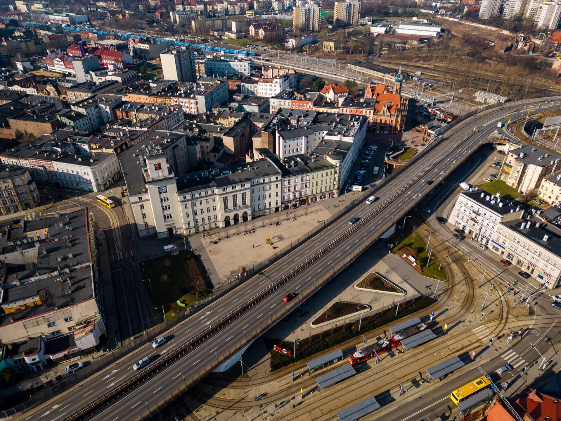 Chorzow prace na linii kolejowej i tramwajowej