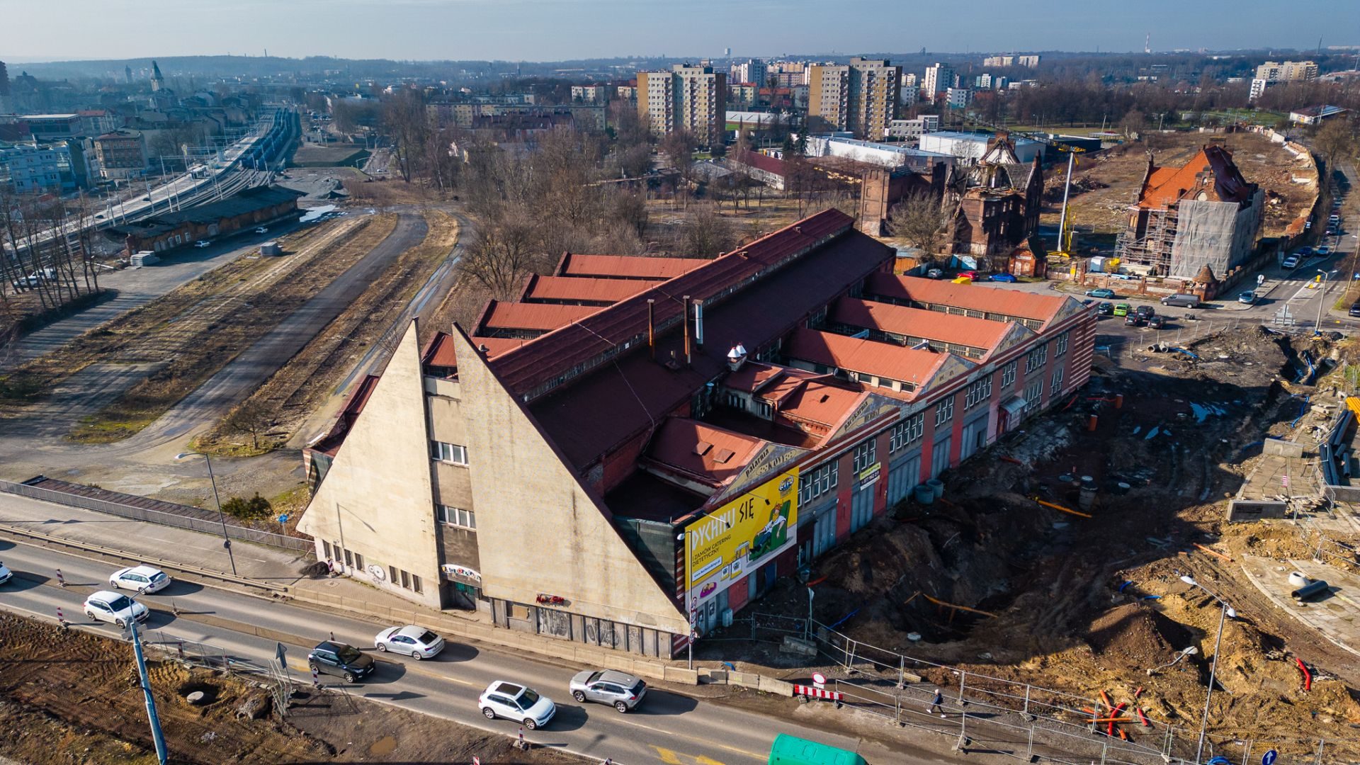 Chorzow prace na linii kolejowej i tramwajowej