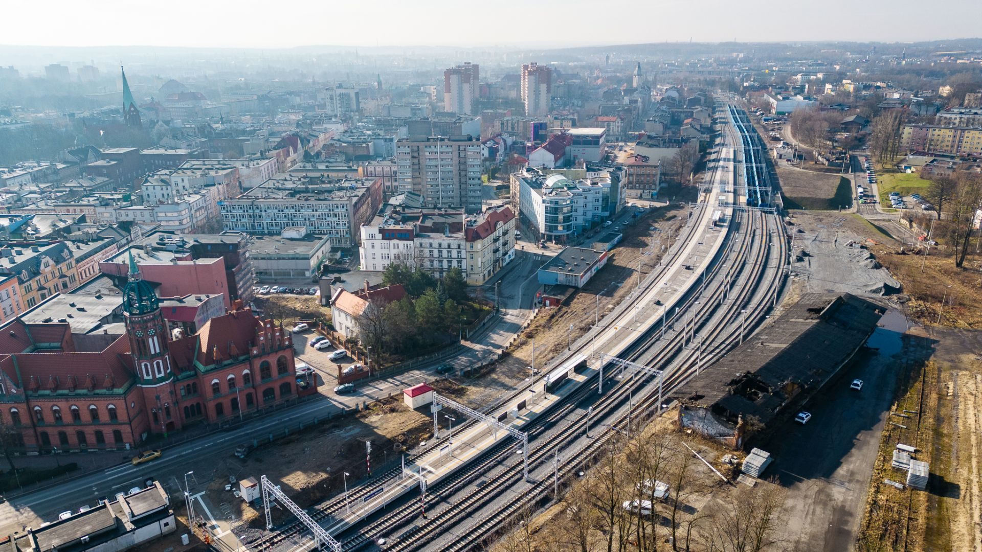 Chorzow prace na linii kolejowej i tramwajowej