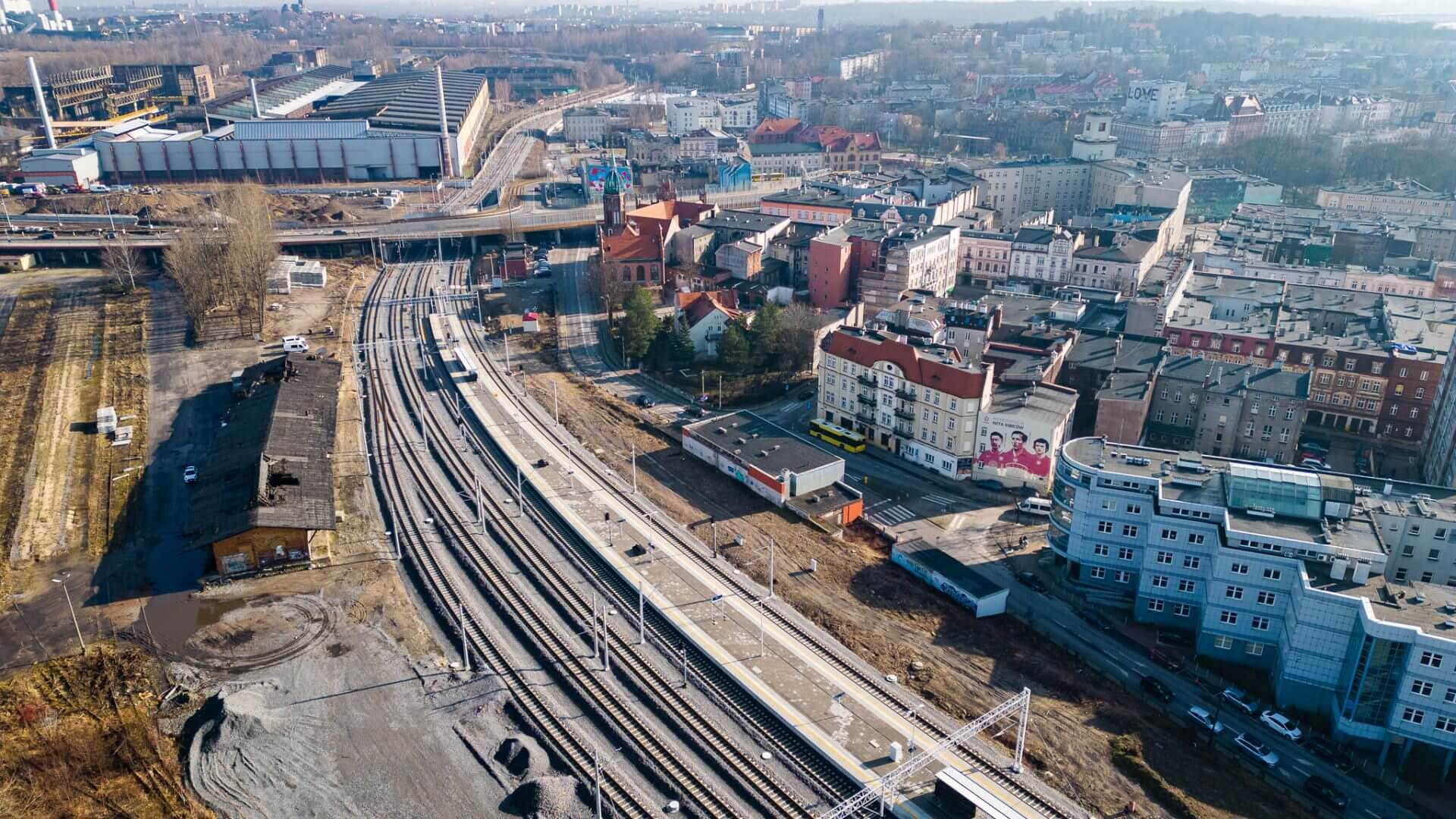 Chorzow prace na linii kolejowej i tramwajowej