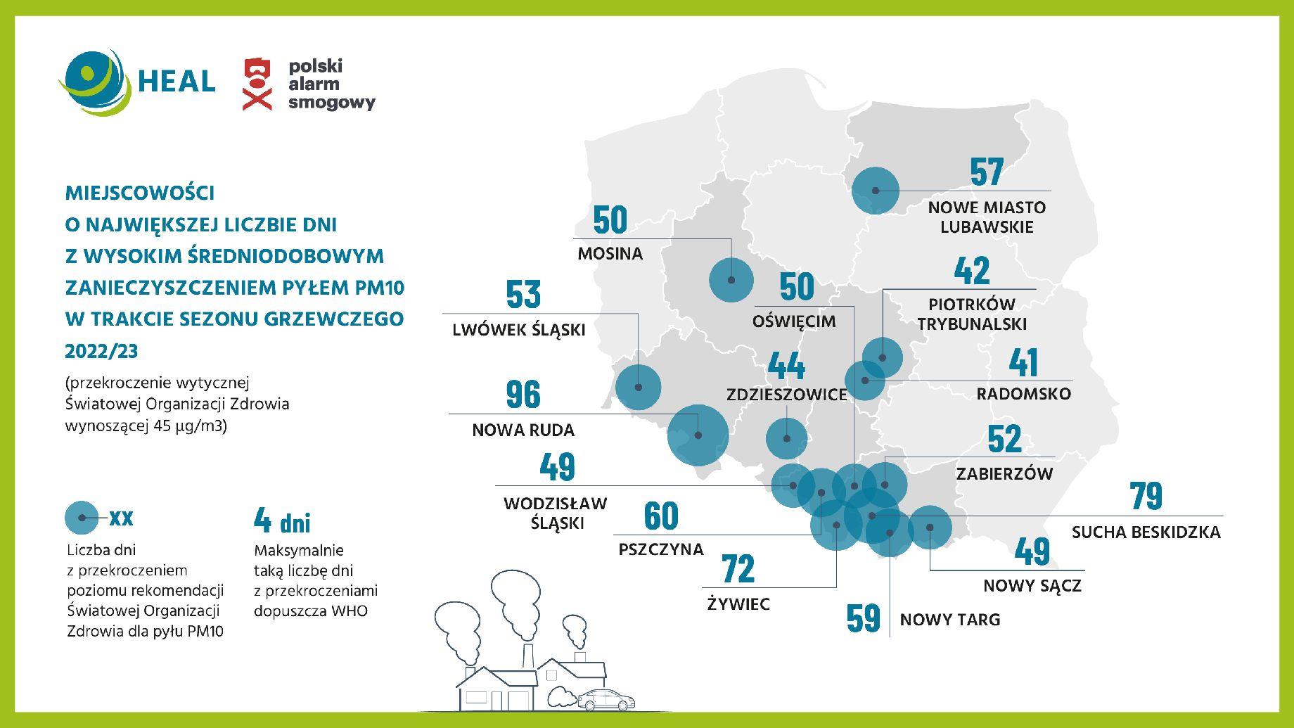 Mapa - dni smogowe