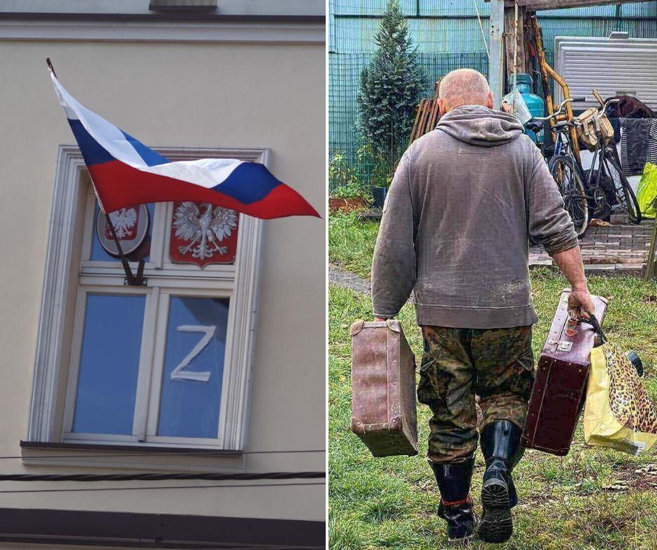 Mieszkaniec Chorzowa i ruska flaga
