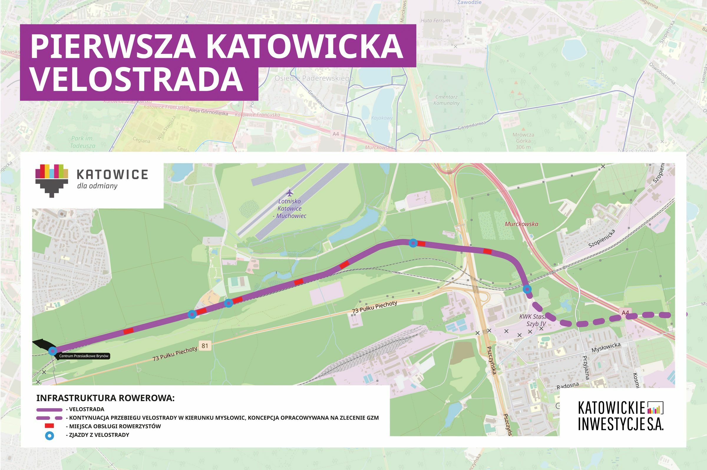 Pogladowy przebieg velostrady katowice