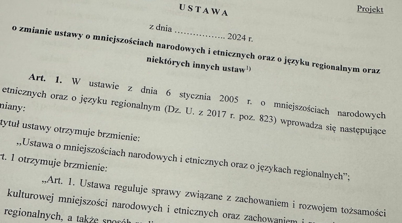 Projekt ustawy uznającej śląski za język regionany.