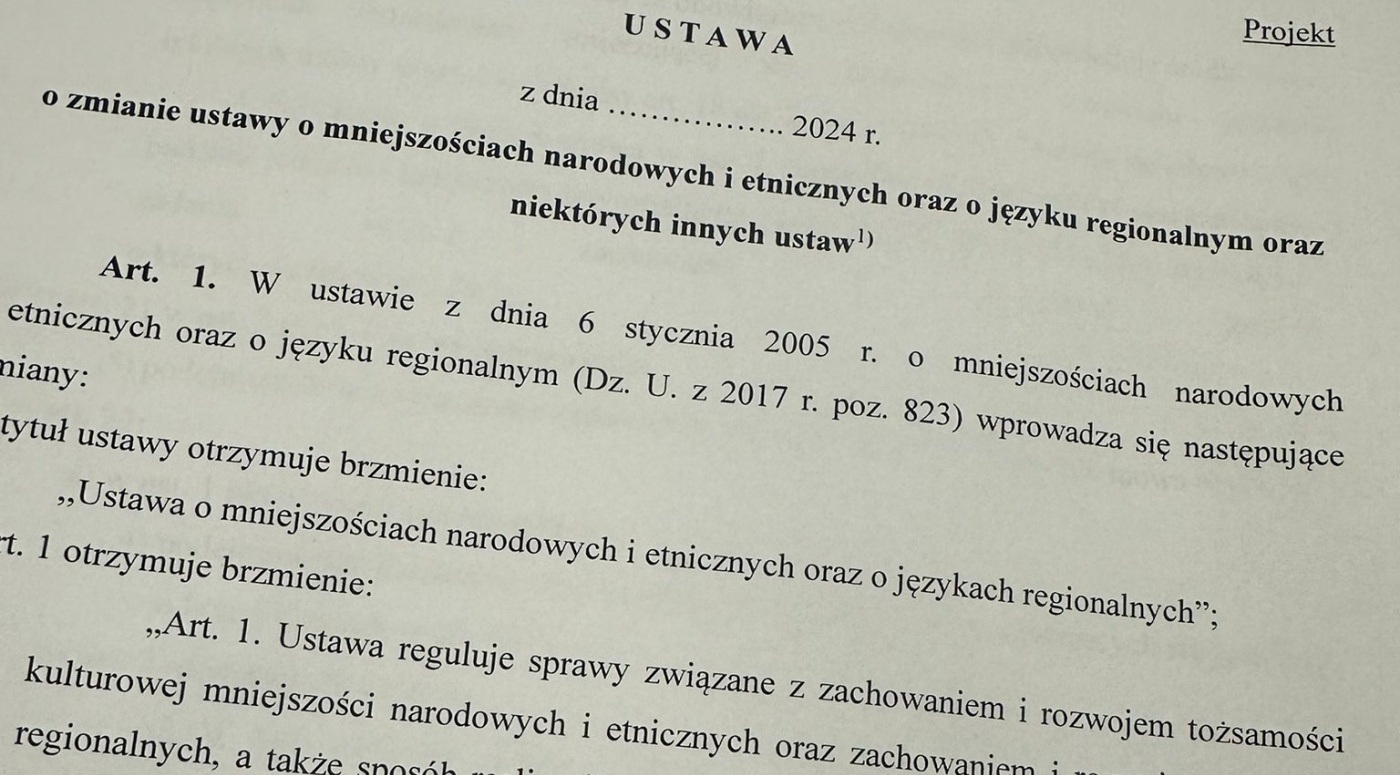 Projekt ustawy uznającej śląski za język regionany.