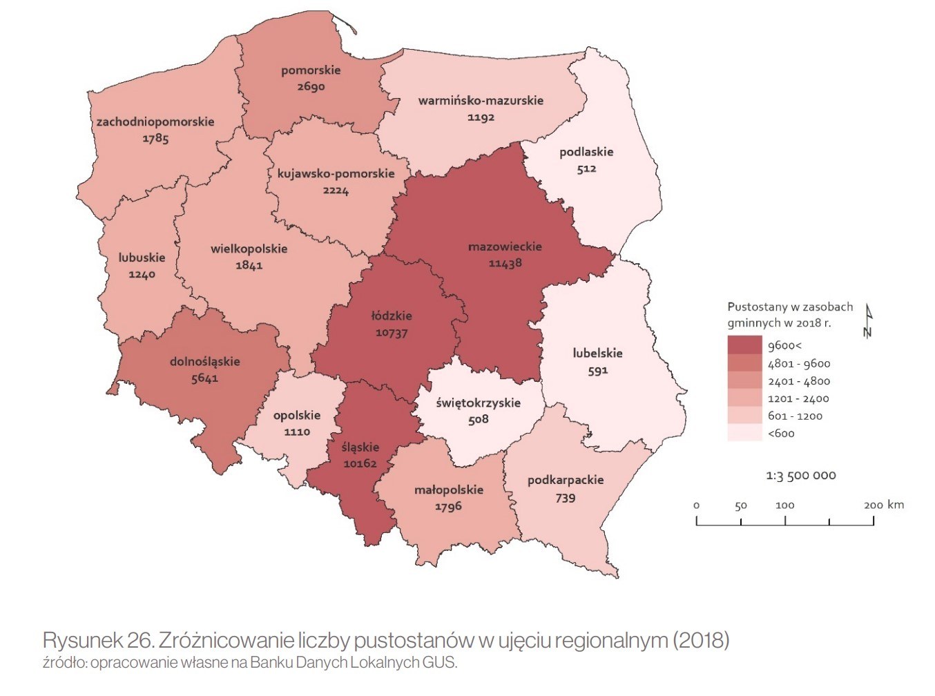 Pustostany w regionach Polski
