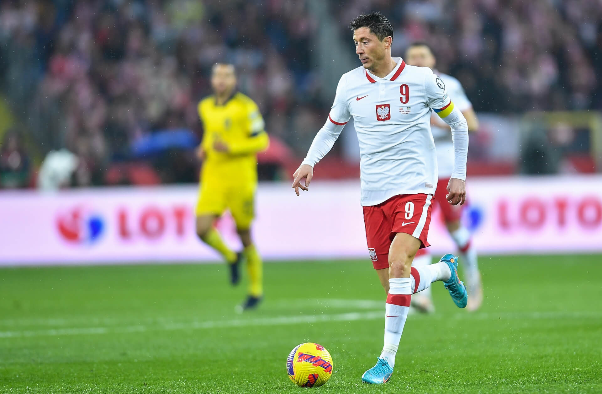 Robert Lewandowski w meczu Polska Szwecja w Chorzowie