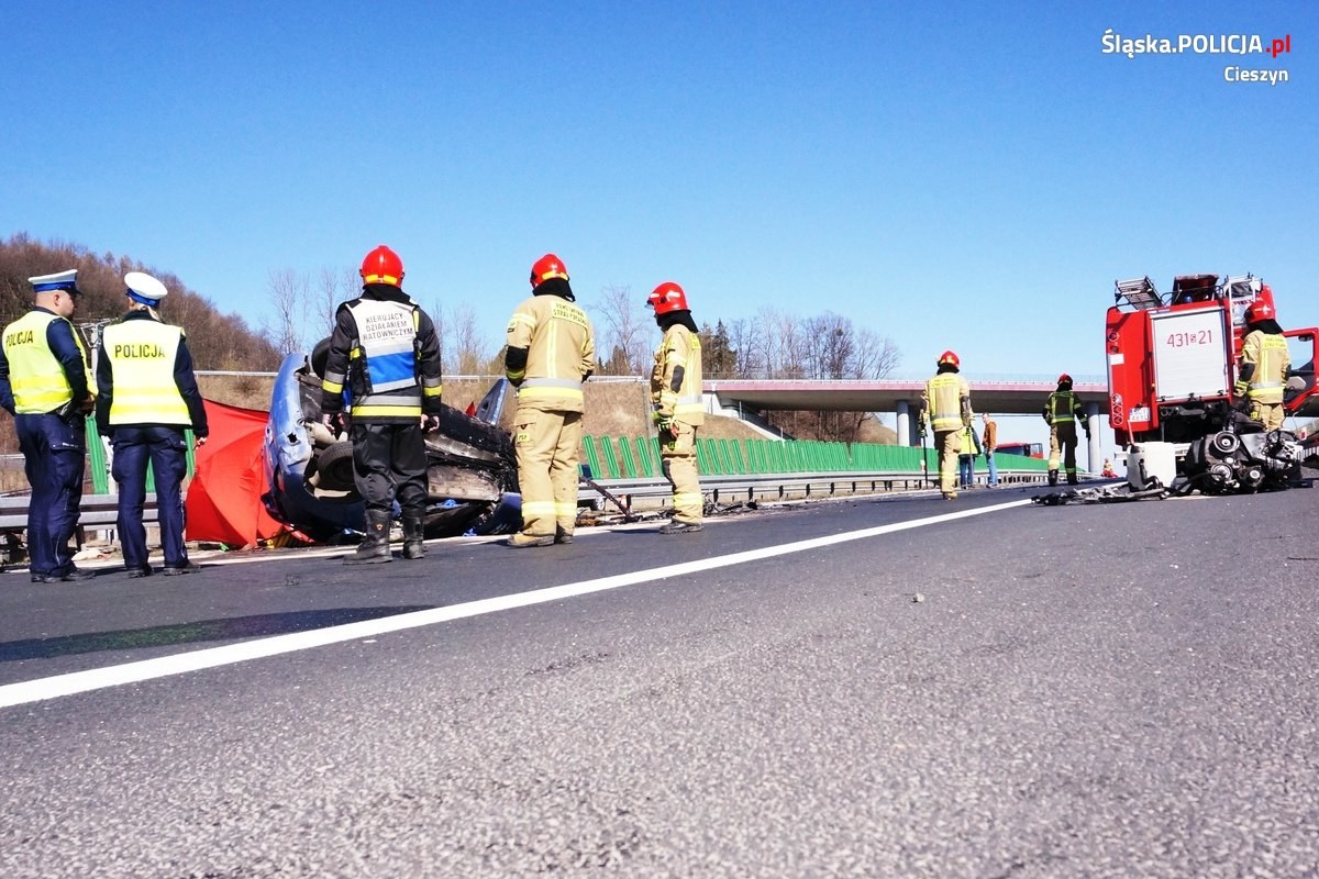 Wypadek na drodze ekspresowej S 52 pomiędzy Cieszynem a Skoczowem1