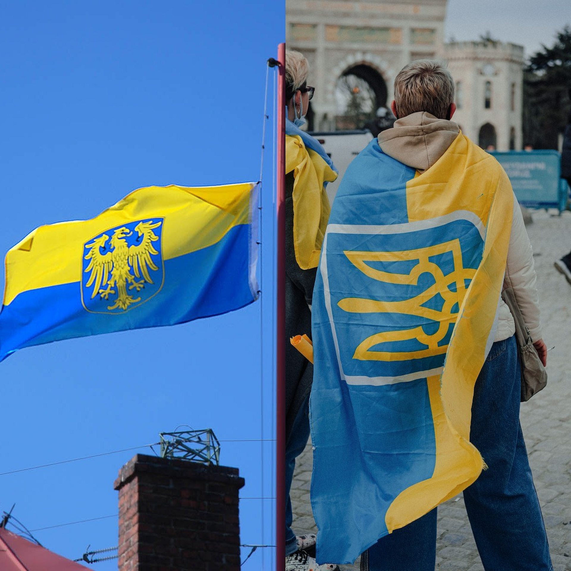 Flaga Śląska i flaga Ukrainy Flaga Śląska i flaga Ukrainy