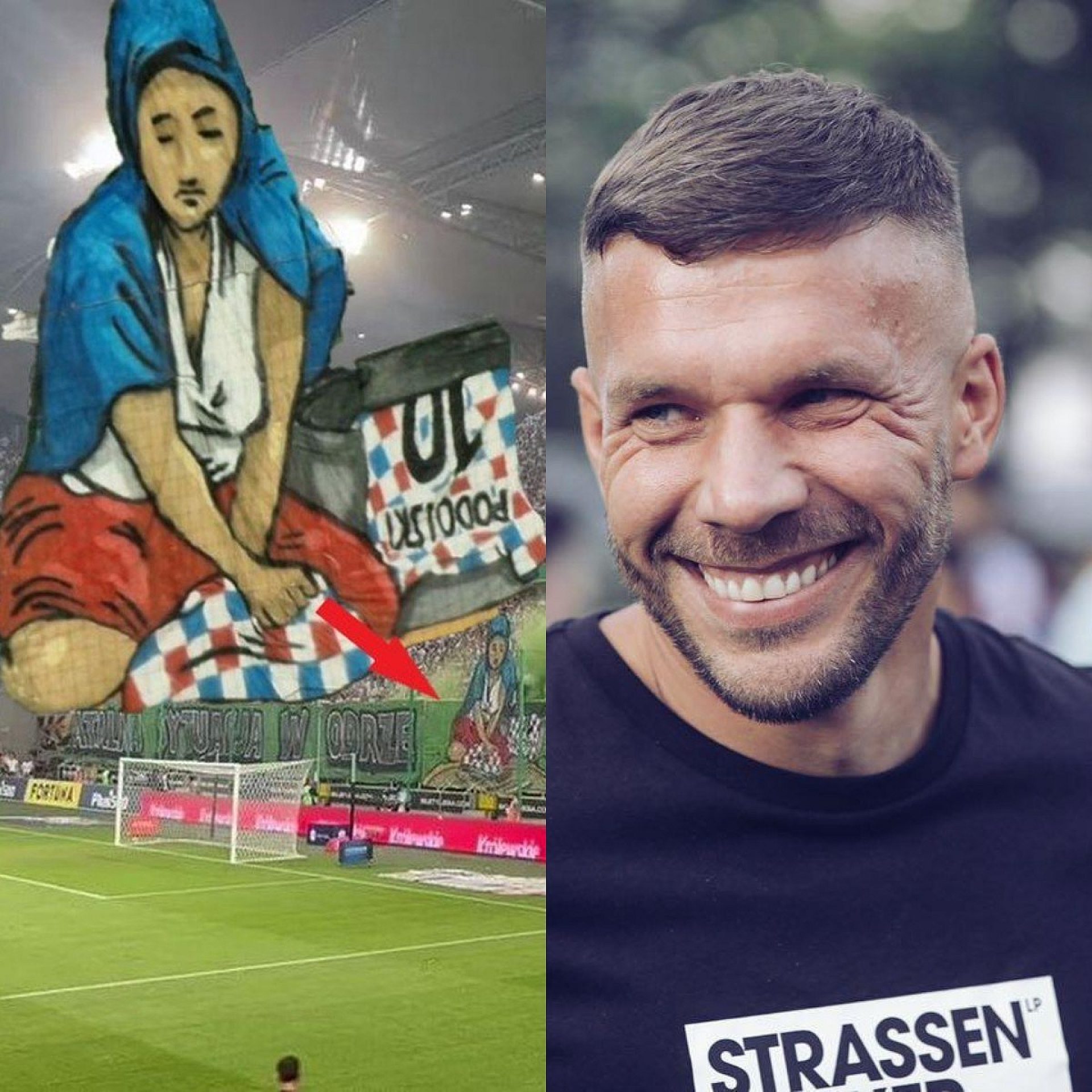 Lukas podolski i baner kibicow legii Lukas podolski i baner kibicow legii
