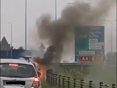 Pożar Samochodu na Trasie N-S Pożar DTŚ Ruda Śląska