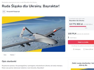 Ruda Śląska dołącza do zbiórki na Bayraktara! Skarbonka Krzysztofa Kasprzyka wesprze zbiórkę na drona dla ukraińskiej armii