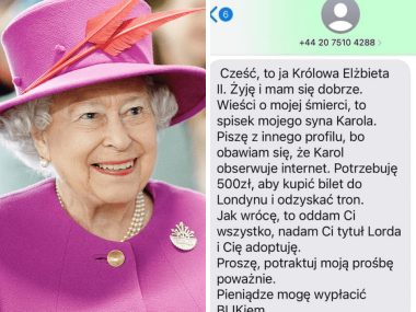 Piekarzanka otrzymała SMS o swingowanej śmierci Królowej Oszustwo sposobem na Królową Elżbietę