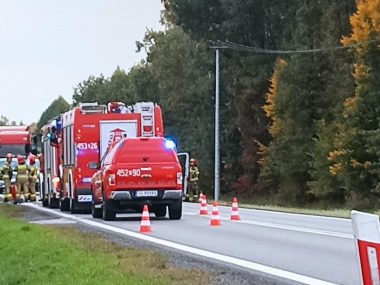 Kolizja na DK78 w Knurowie. Na miejscu są już strażacy 5 C8 B615 F 3 DBB 423 E B4 B9 AB0 EDA7 D742 C