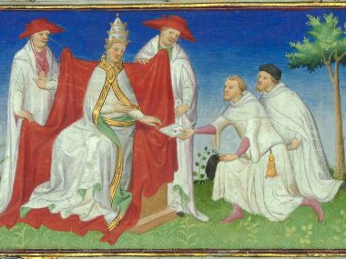 Niccolo i Matteo Polo doręczają papieżowi Grzegorzowi X list od wielkiego chana Niccolo i Matteo Polo doręczają papieżowi Grzegorzowi X list od wielkiego chana
