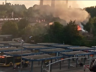 Pożar przy dworcu w Bytomiu Bytom pożar