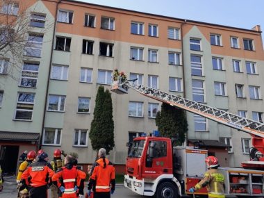 Pożar budynku Bielsko Biała Pożar budynku Bielsko Biała