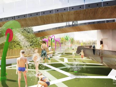 Wizualizacje wodnego placu zabaw w tyskim parku Wodny plac zabaw, Tychy