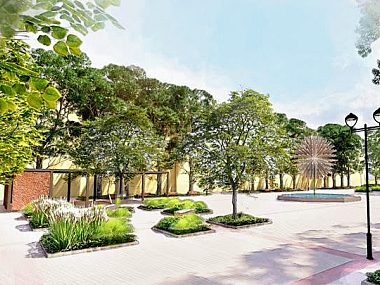 Mniej bruku, więcej drzew na Baczyńskiego Zazieleniony plac Baczyńskiego - wizualizacja