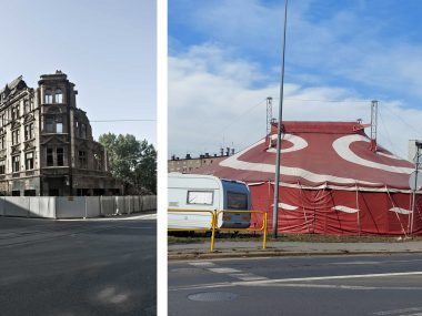 W miejscu po kamienicy rozstawiają się cyrki Cyrk chorzowska