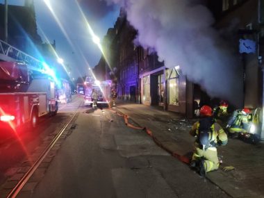 Nocny pożar na ulicy Piekarskiej w Bytomiu Pożar Piekarska Bytom 2
