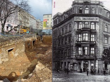 Dworcowa: odkopano fundamenty przedwojennego hotelu Odkrycie fundamentów hotelu Schlesischer Hof
