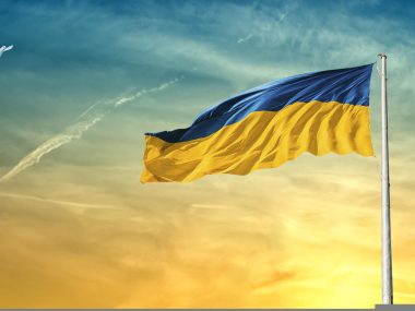 Pokojowy protest na Rynku w Katowicach Flaga Ukraina