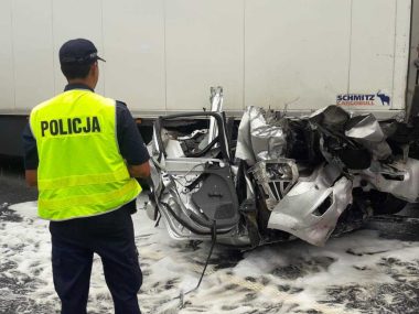 Wypadek dwóch ciężarówek u zbiegu A1 i DW911 Wypadek Piekary