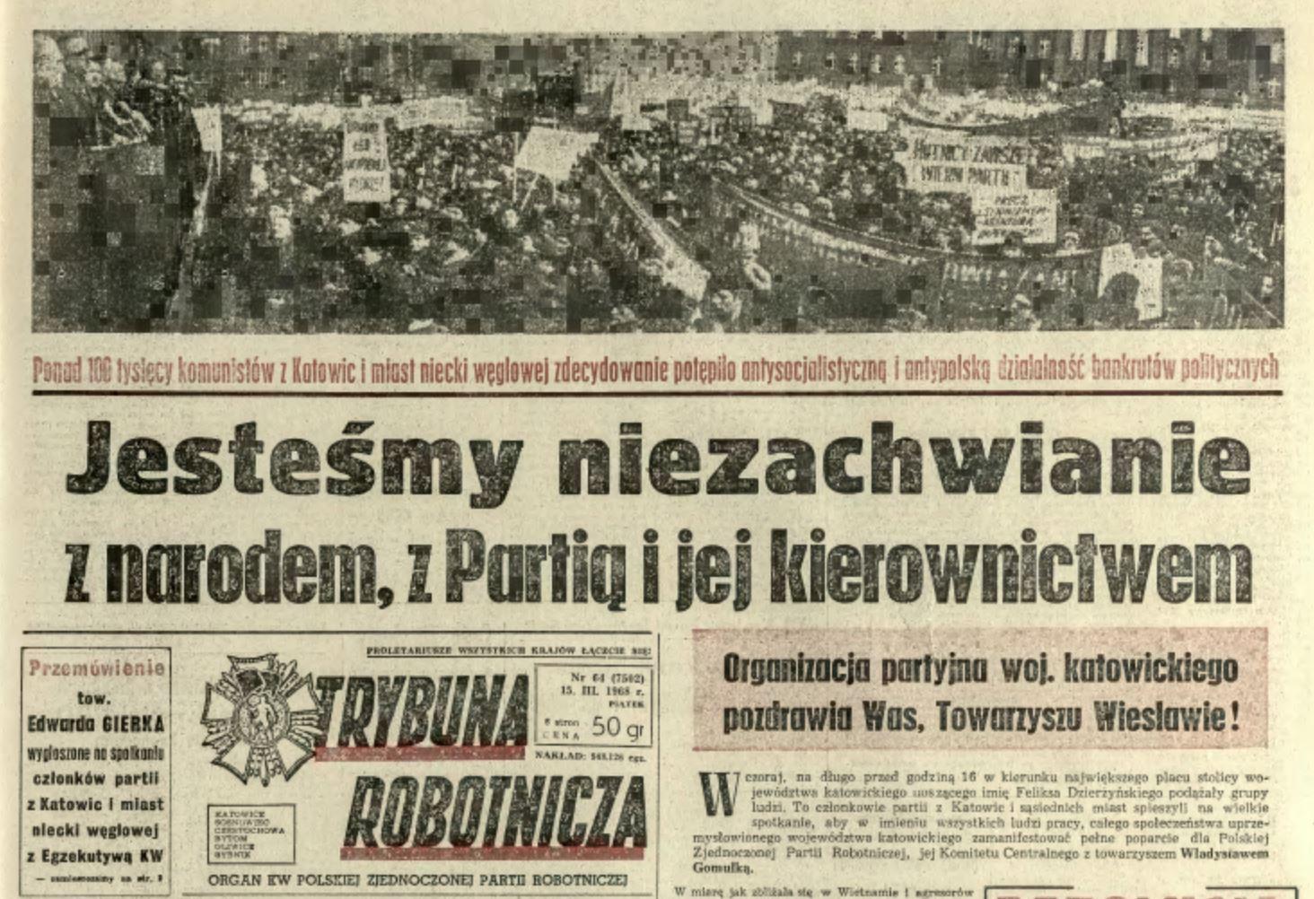 Trybuna Robotnicza z 15 marca 1968