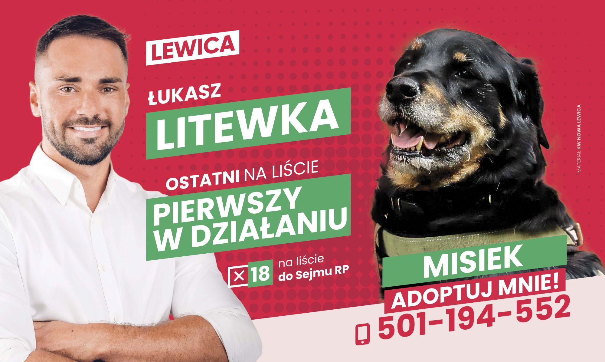 Plakat wyborczy Łukasza Litewki.