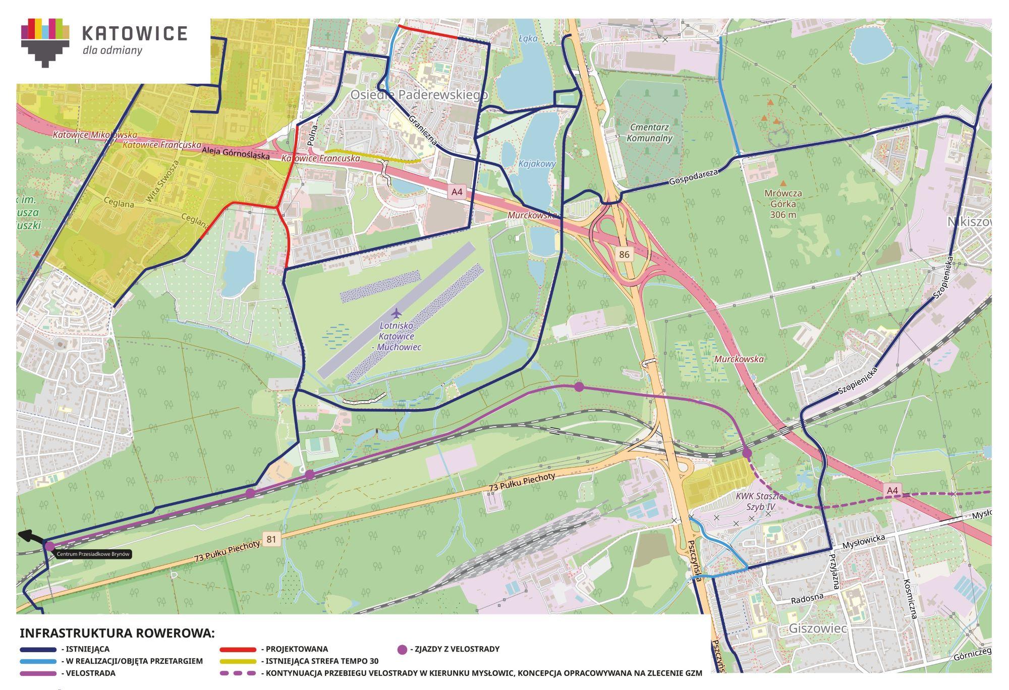 Mapa rowery katowice