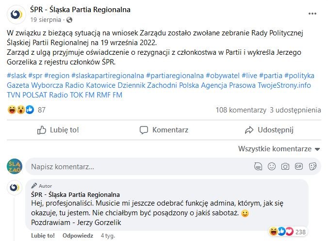 Prawdziwy dialog ŚPR z Jerzym Gorzelikiem.