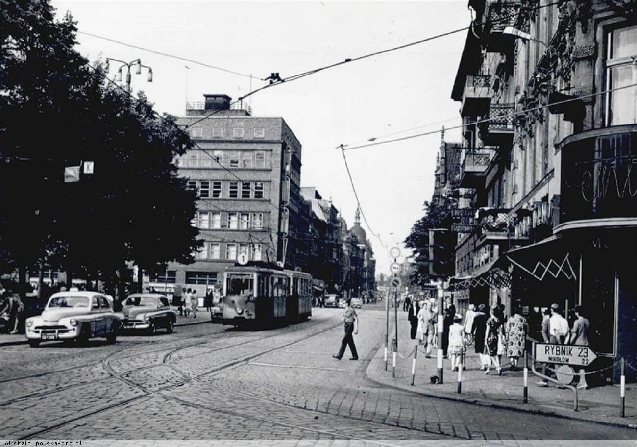 Ulica Zwycięstwa w Gliwicach rok 1967