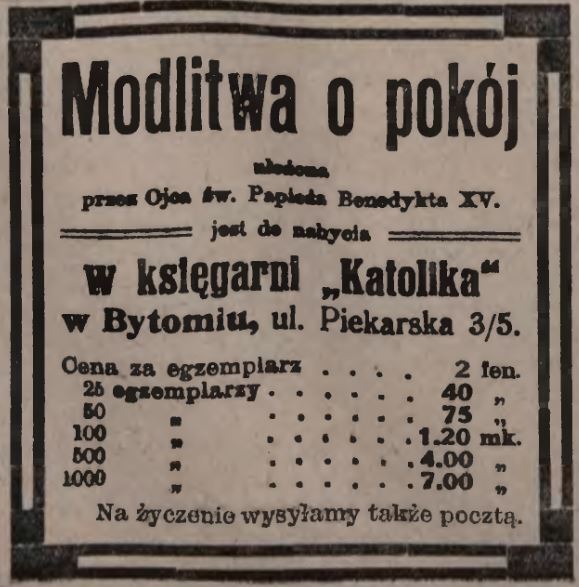 1916 05 12 modlitw o pokój w księgarni