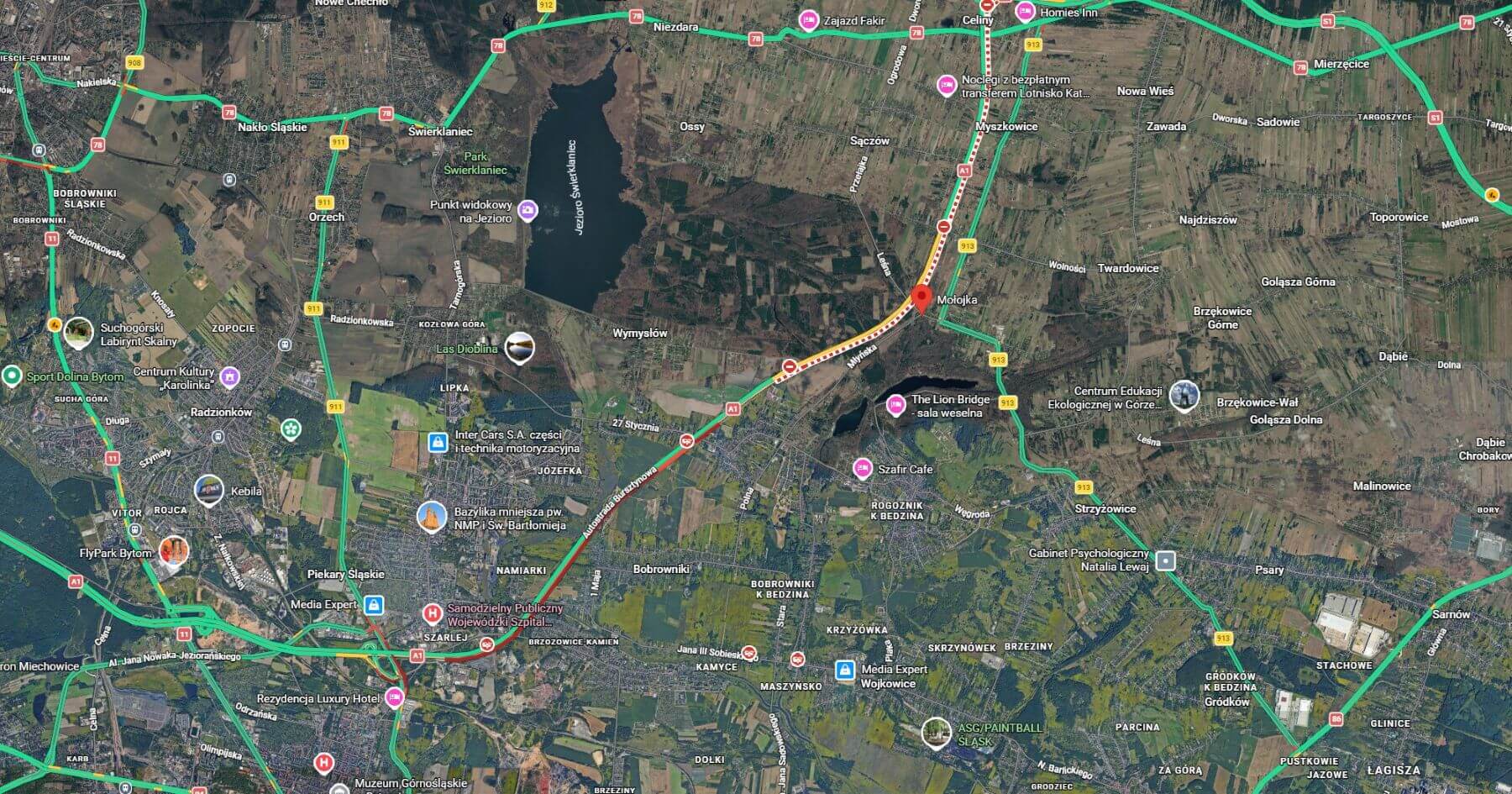 A1 Dobieszowice wypadek