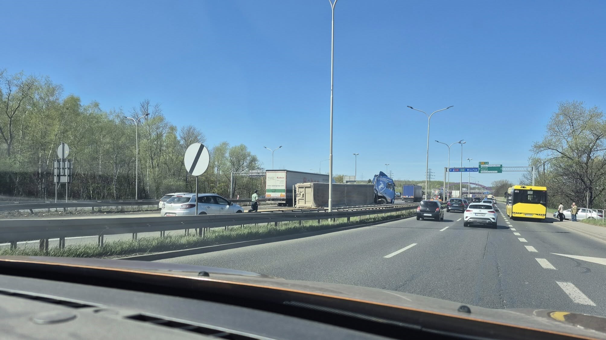 A4 Katowice kolizja tir 16 kwietnia 2025