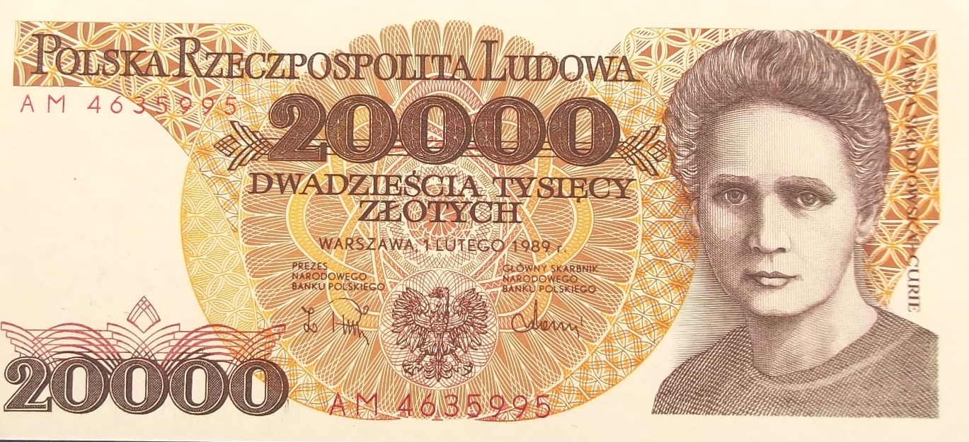 Banknot 20000 zł Maria Skłodowska Curie