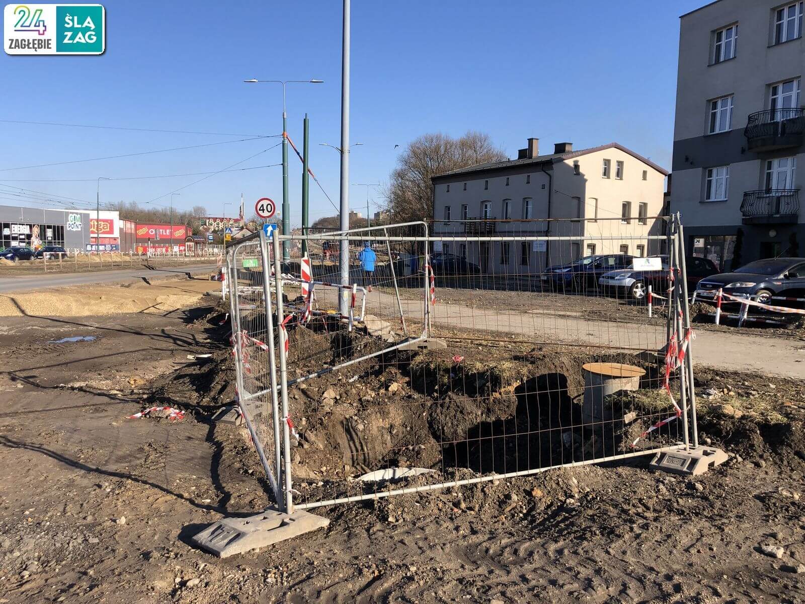 Będzin. Droga wojewódzka nr 910 w trakcie przebudowy. 16 marca 2025 roku.