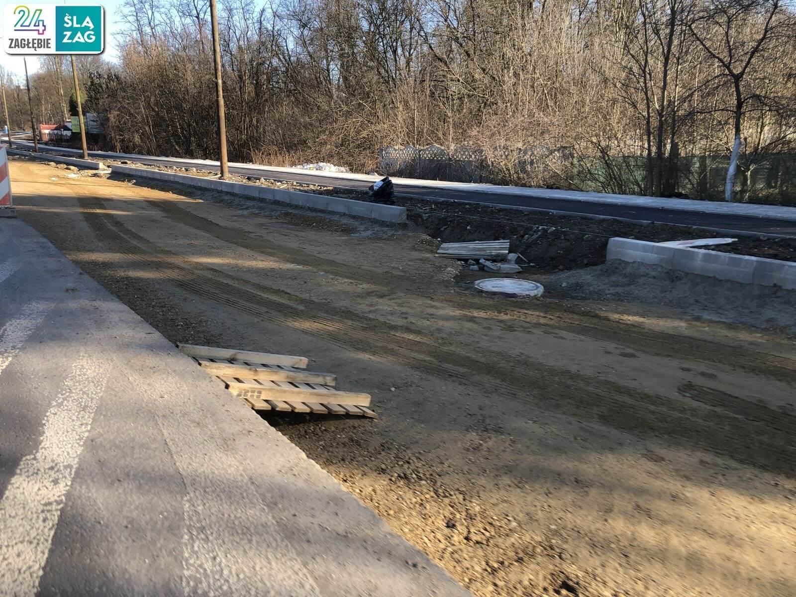 Będzin. Droga wojewódzka nr 910 w trakcie przebudowy. 16 marca 2025 roku.