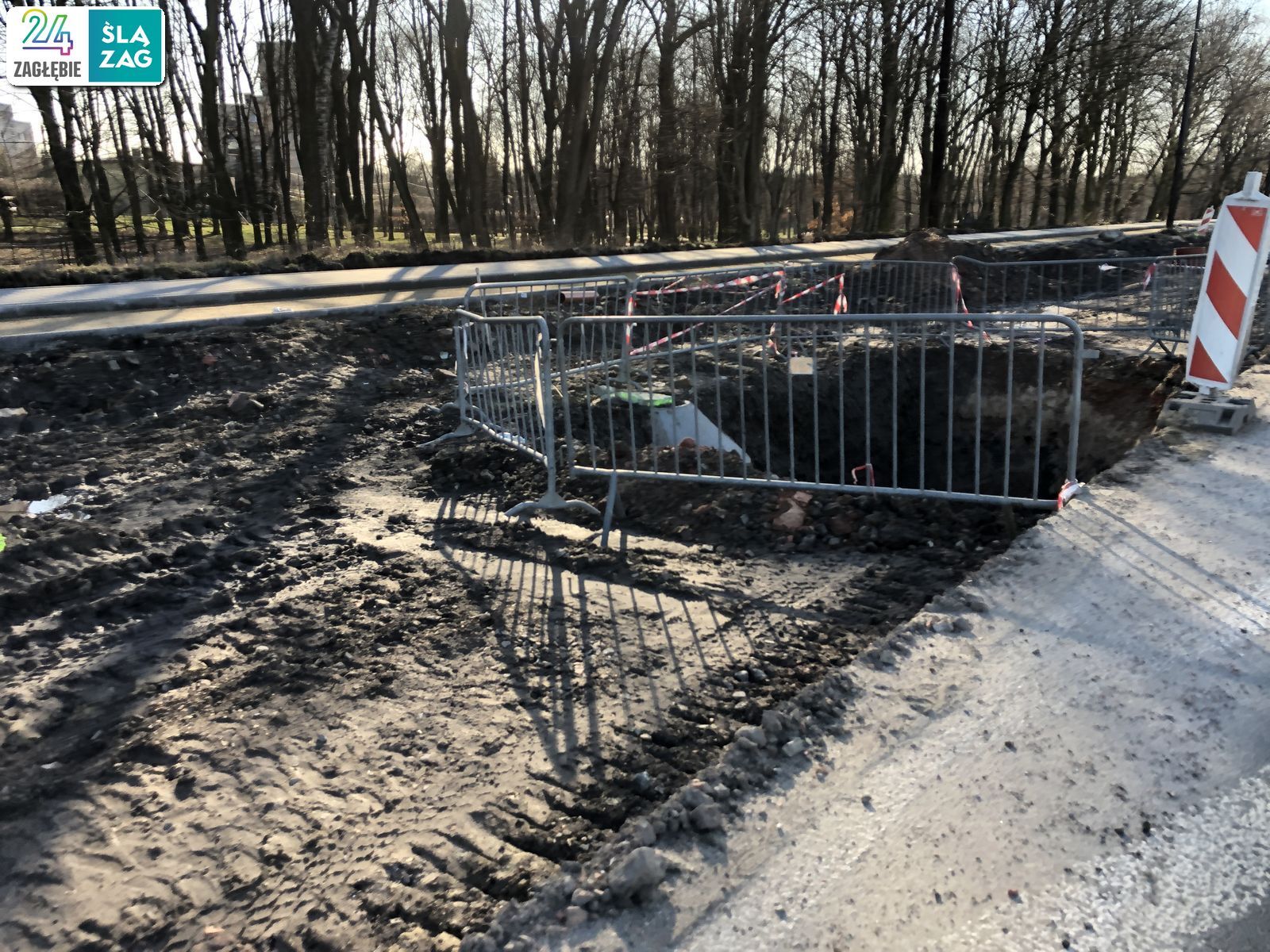 Będzin. Droga wojewódzka nr 910 w trakcie przebudowy. 16 marca 2025 roku.