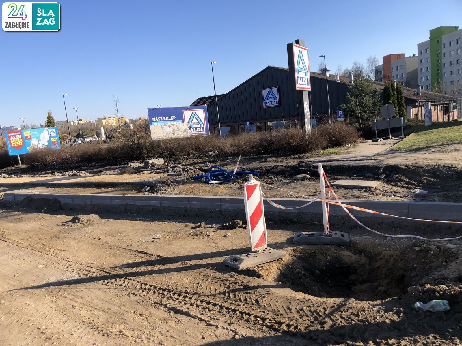 Będzin. Droga wojewódzka nr 910 w trakcie przebudowy. 16 marca 2025 roku.