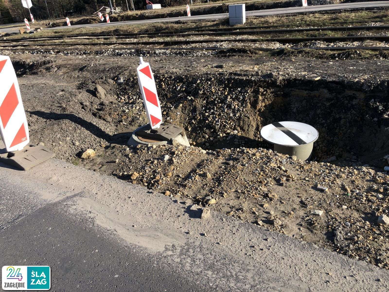 Będzin. Droga wojewódzka nr 910 w trakcie przebudowy. 16 marca 2025 roku.