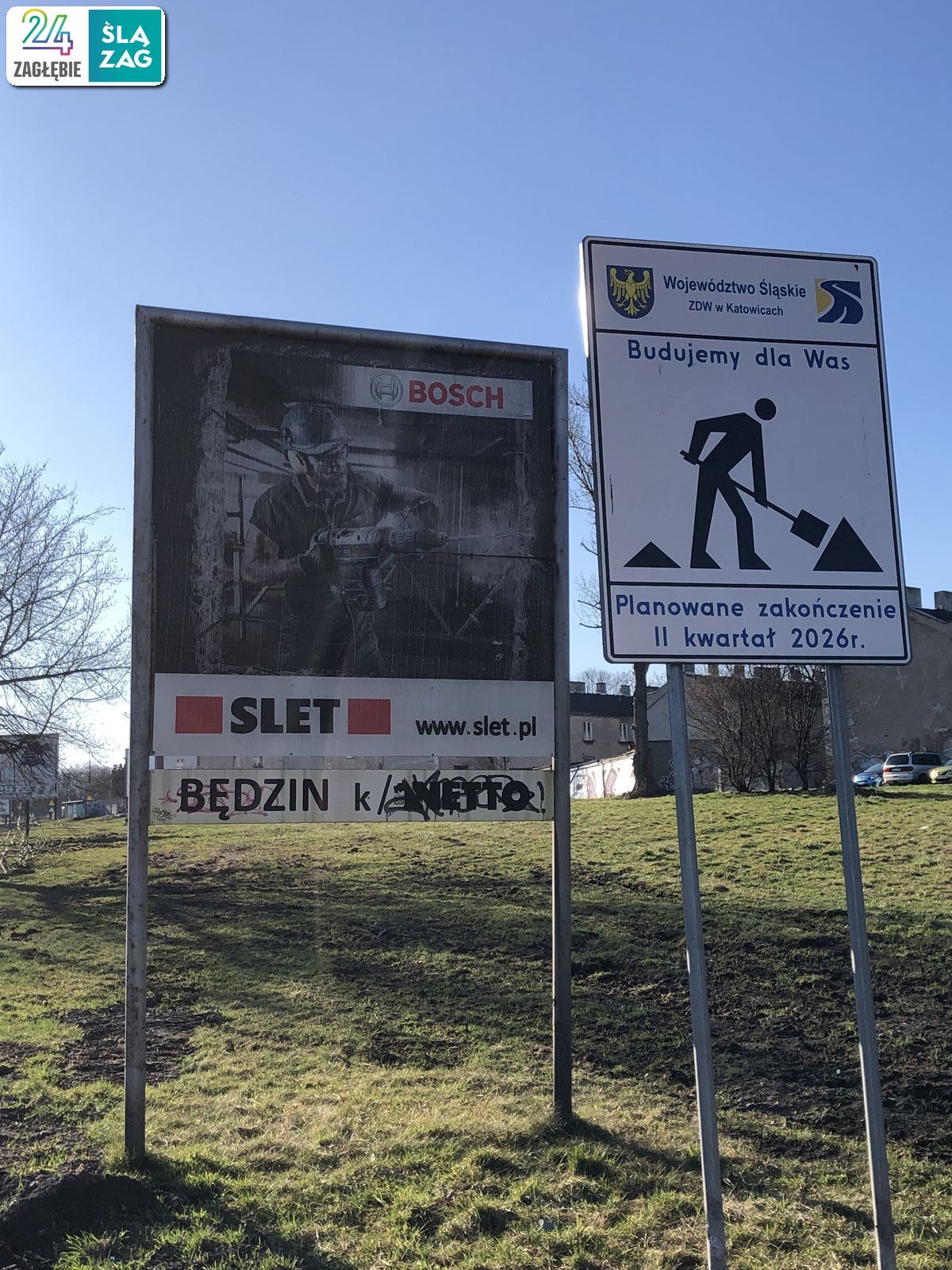 Będzin. Droga wojewódzka nr 910 w trakcie przebudowy. 16 marca 2025 roku.