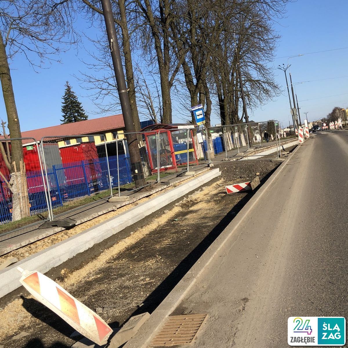 Będzin. Droga wojewódzka nr 910 w trakcie przebudowy. 16 marca 2025 roku.