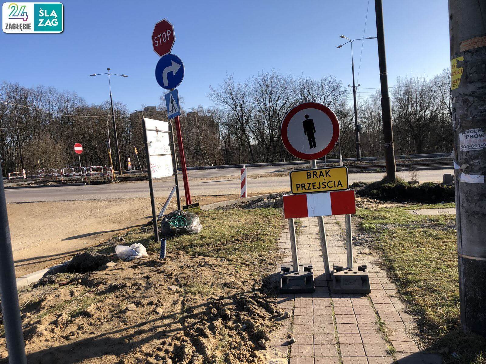 Będzin. Droga wojewódzka nr 910 w trakcie przebudowy. 16 marca 2025 roku.