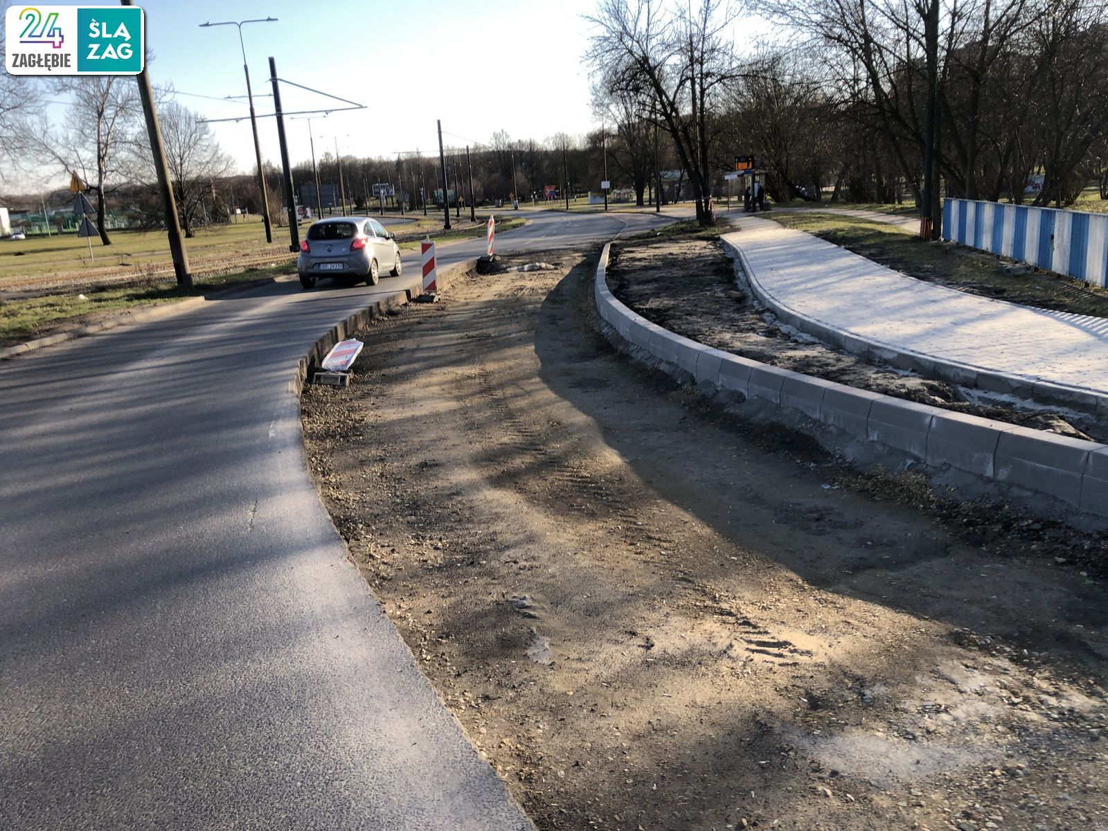 Będzin. Droga wojewódzka nr 910 w trakcie przebudowy. 16 marca 2025 roku.