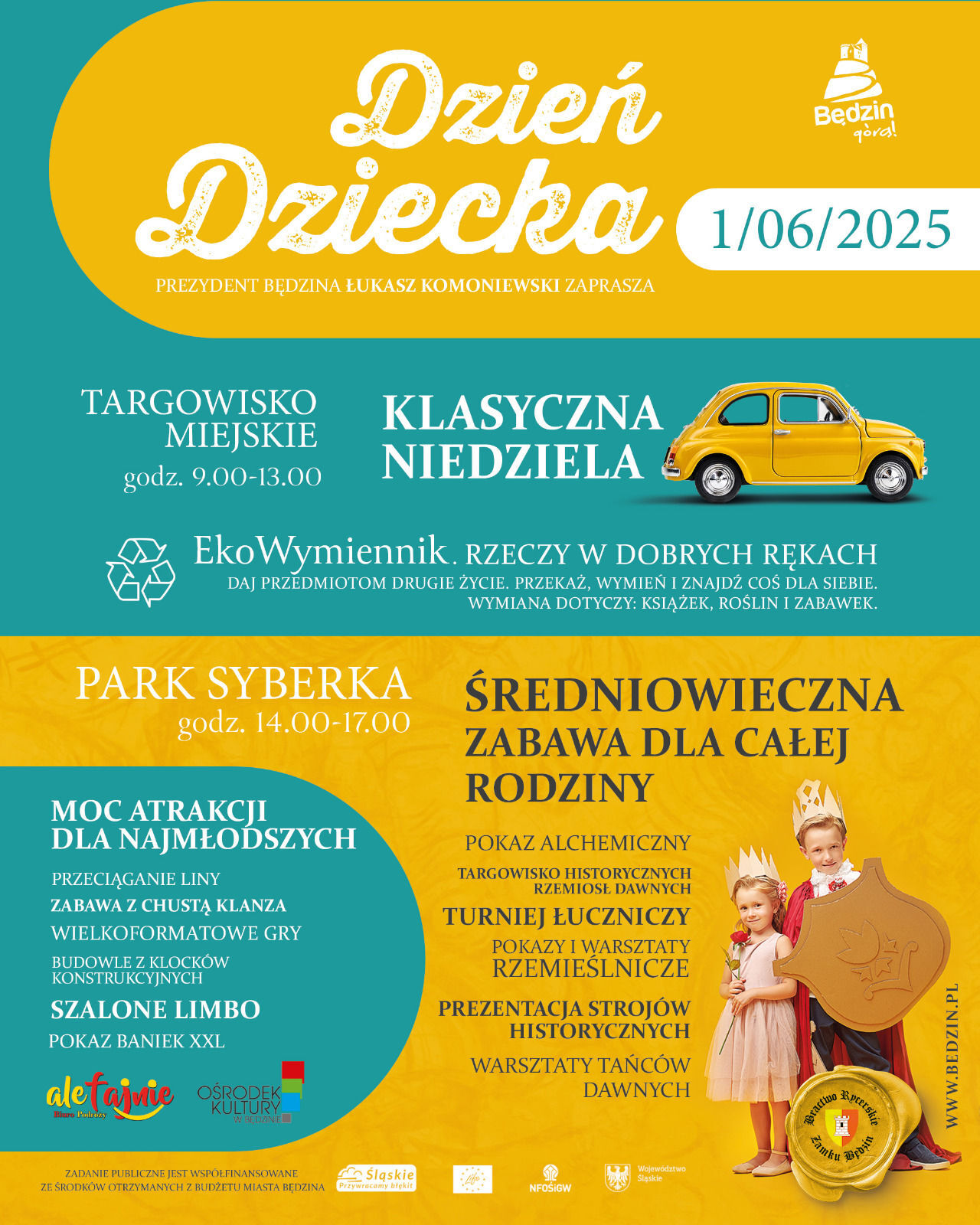 Dzień Dziecka 2025 w Będzinie. Plakat. 1 czerwca 2025.